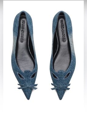 Marc Jacobs Denim Pointed-Toe Ballet Flats in Blue. NWB - size 41